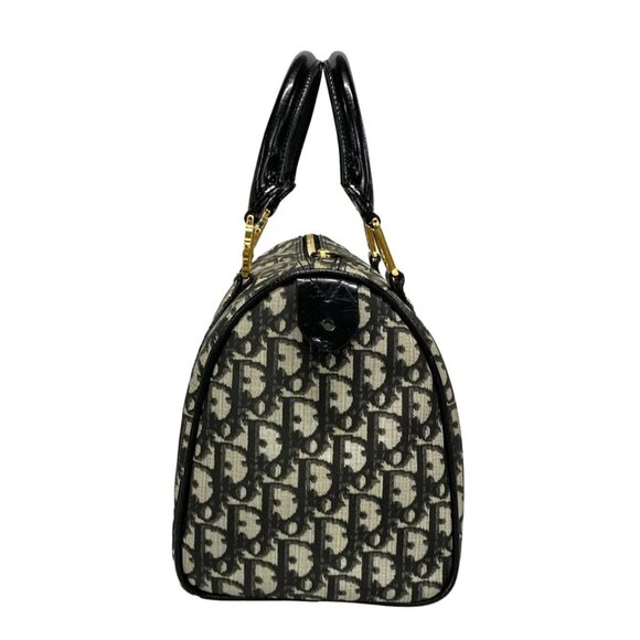 DIOR/ChristianDior Trotteur Cream Black PVC Patent Leather Handbag 674-082025 - Picture 4 of 14